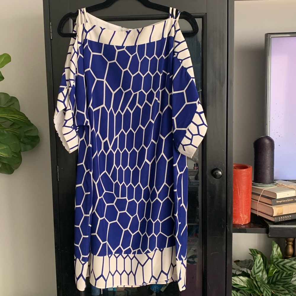 Alice & Trixie Blue & White Silk Dress